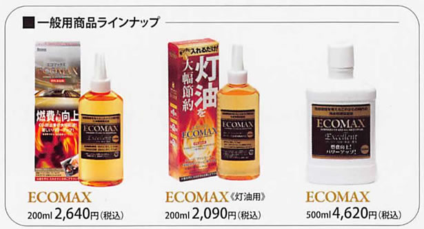 燃料添加剤ECOMAX（エコマックス）シリーズ一般向け